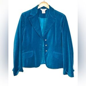 Women's Teal Velvet Feel‎ Jacket, Bling buttons size 12